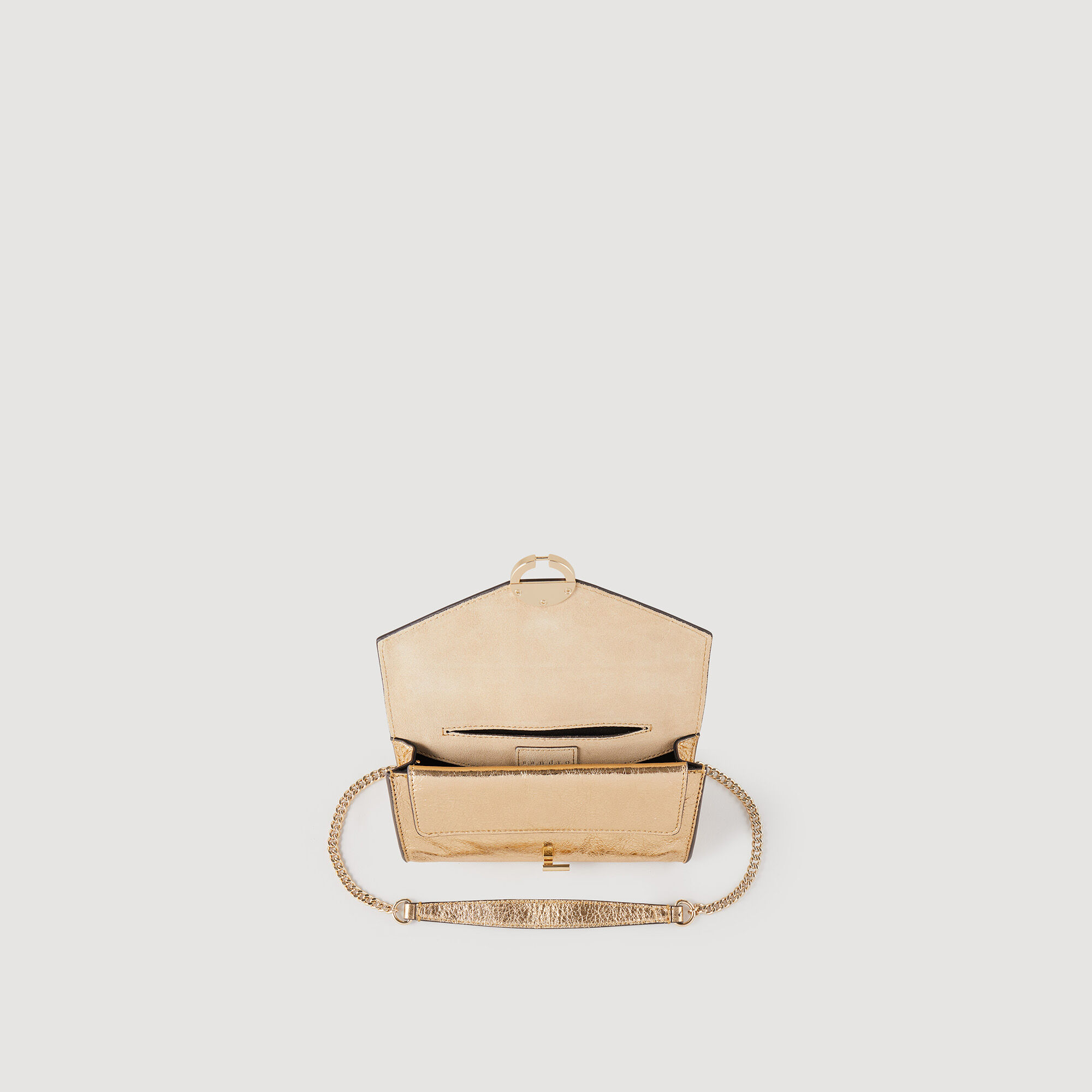 Gold leather evening bag cheap