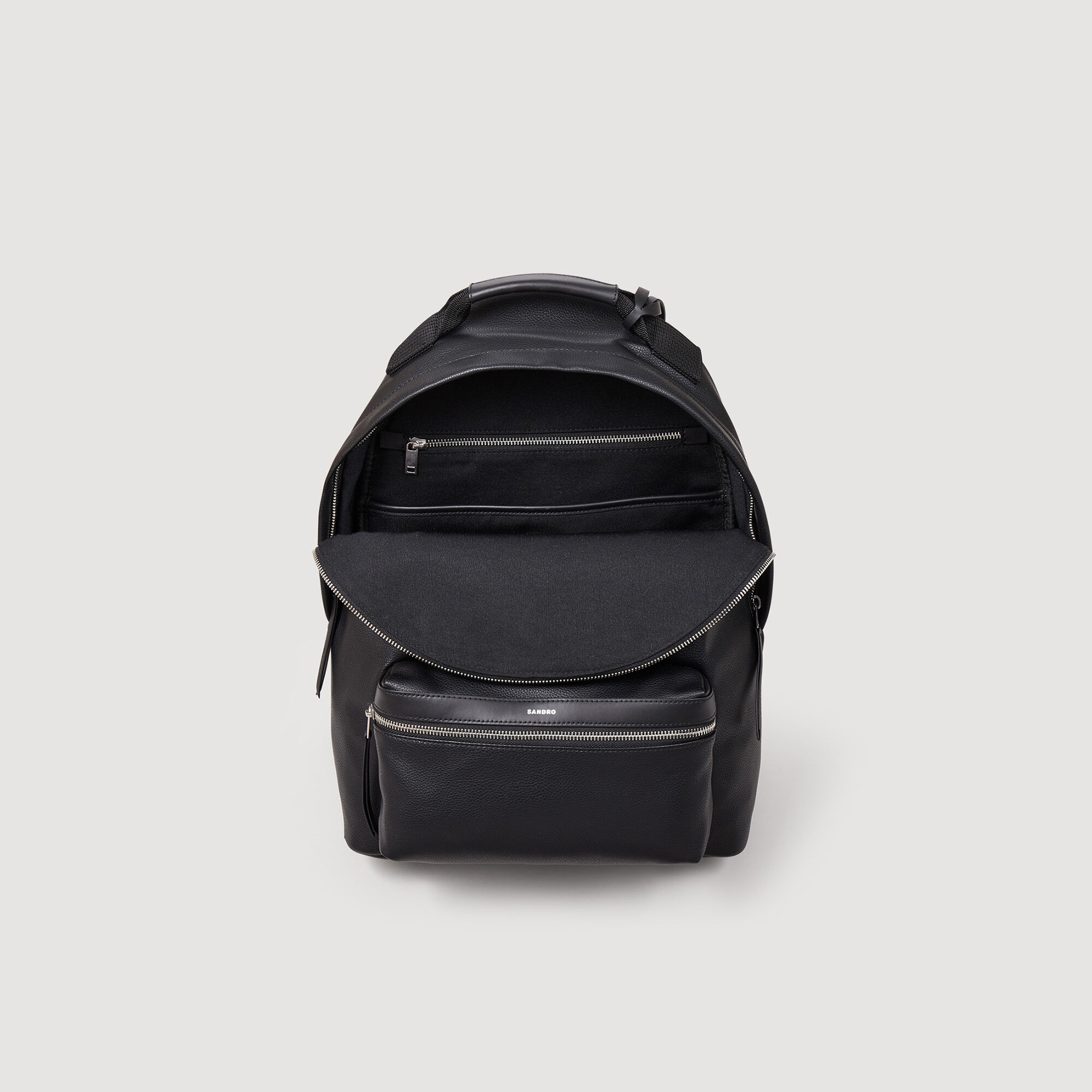 Coated Canvas Backpack black gray for Men Sandro Paris