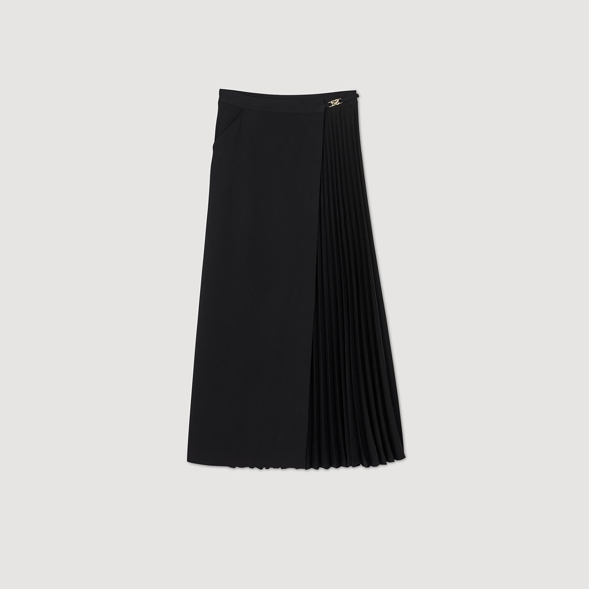 Jupe plissee a boucles gourmettes gris noir pour femme Sandro Paris