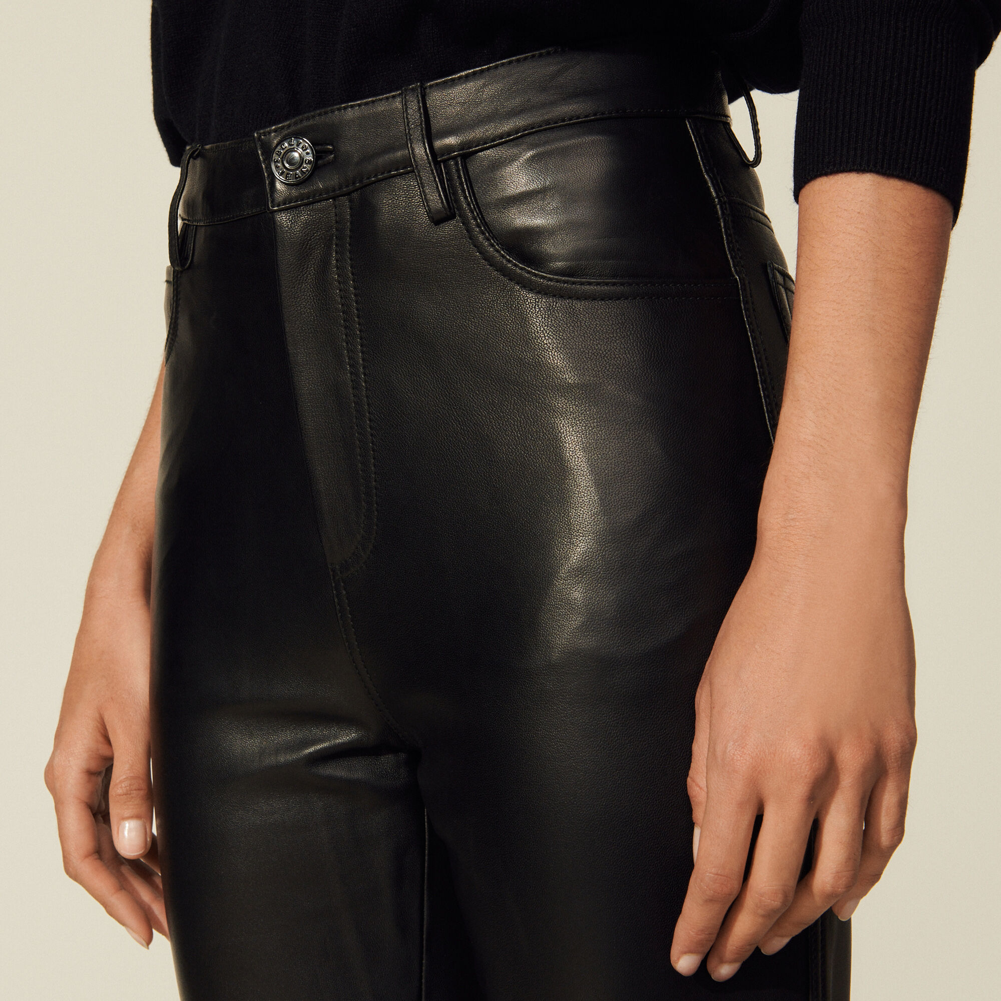 Pantalon cuir sales sandro