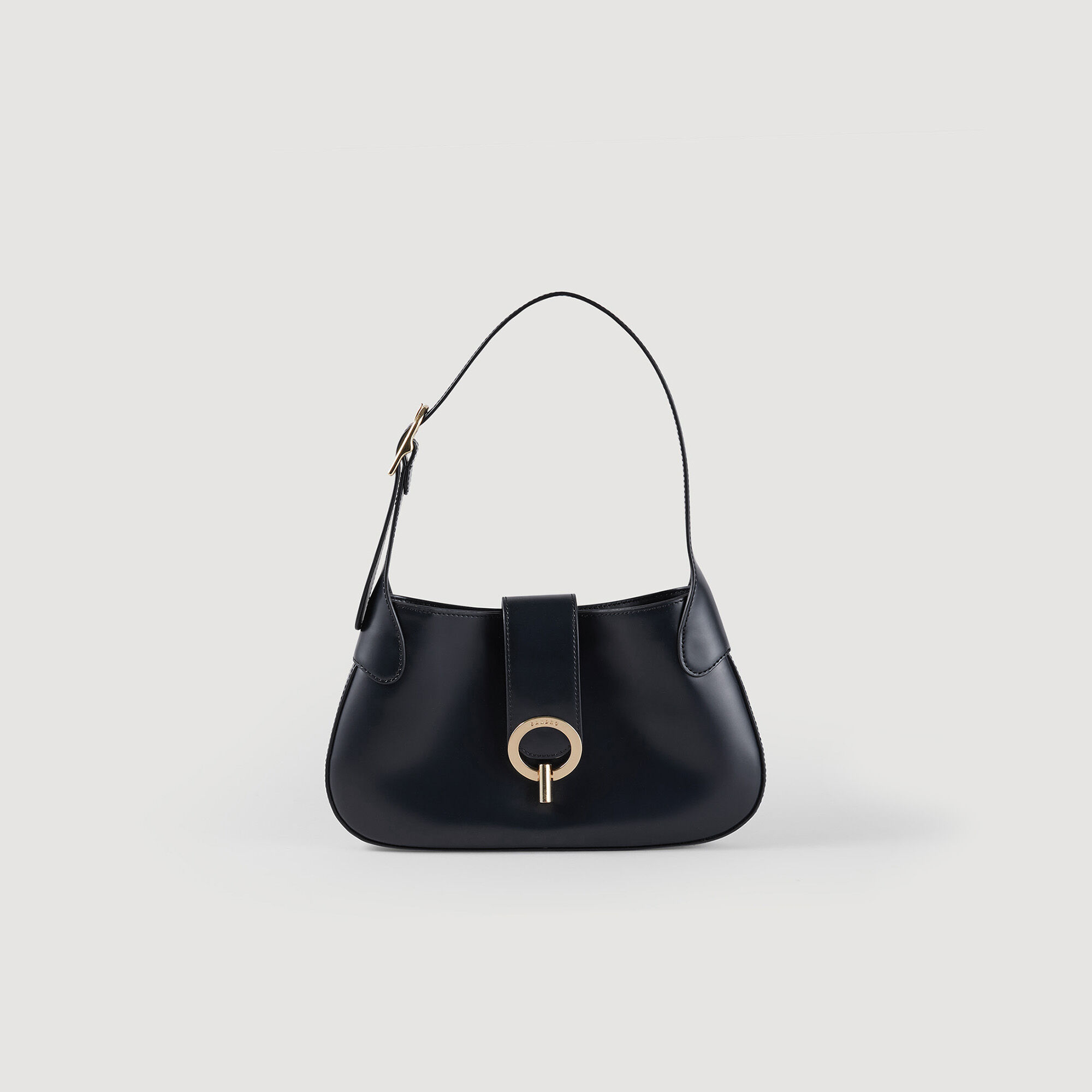 Black leather hot sale baguette bag