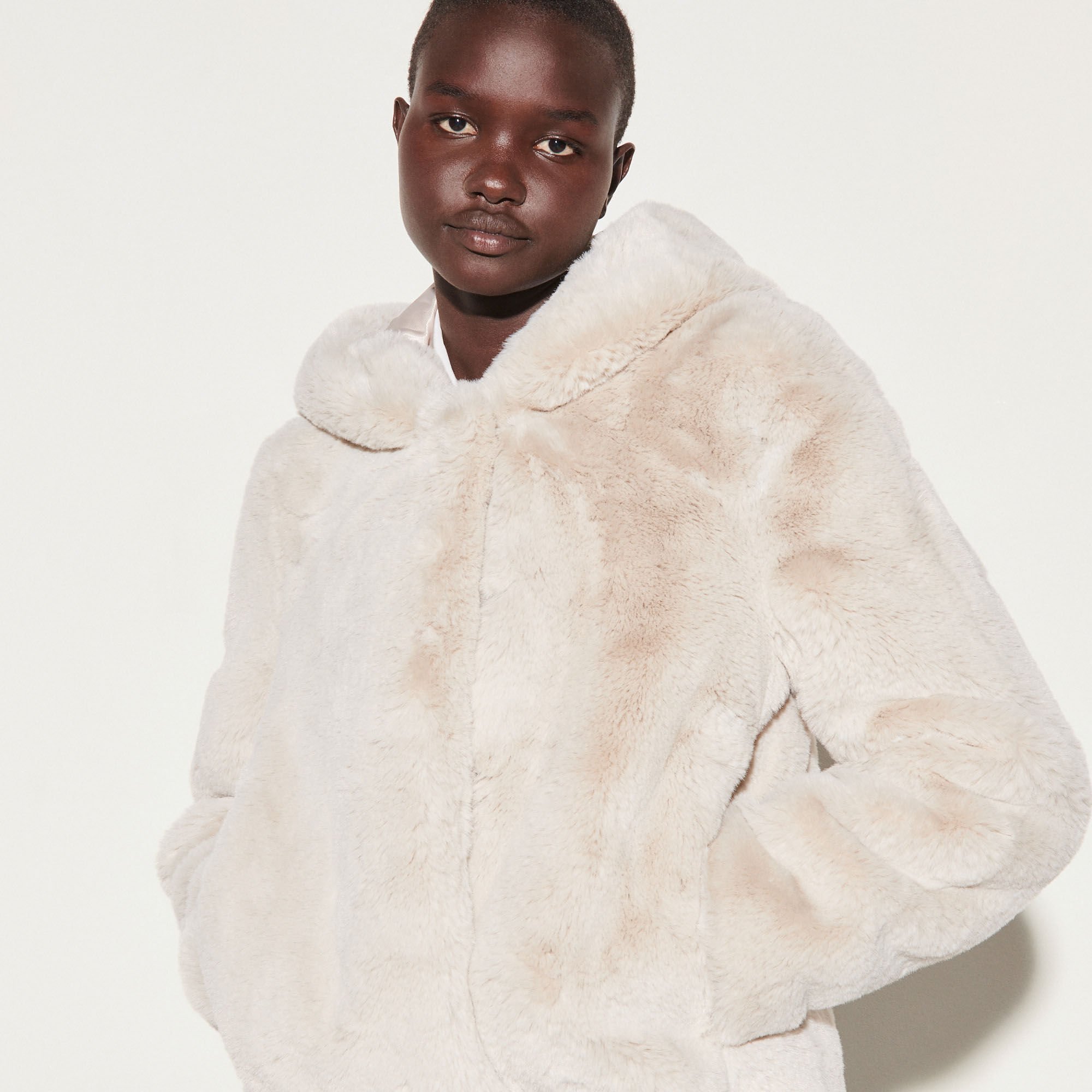 Zip up faux fur coat new arrivals
