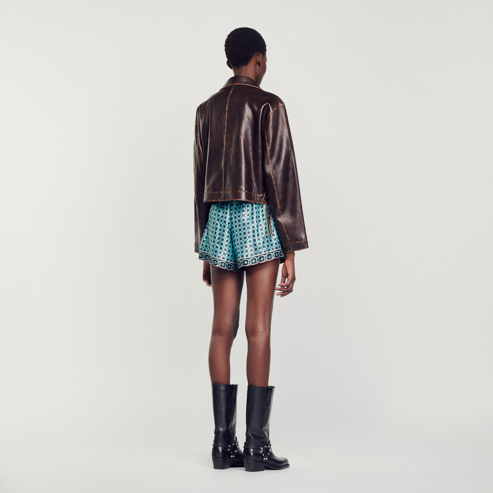 Veste en cuir femme sandro store