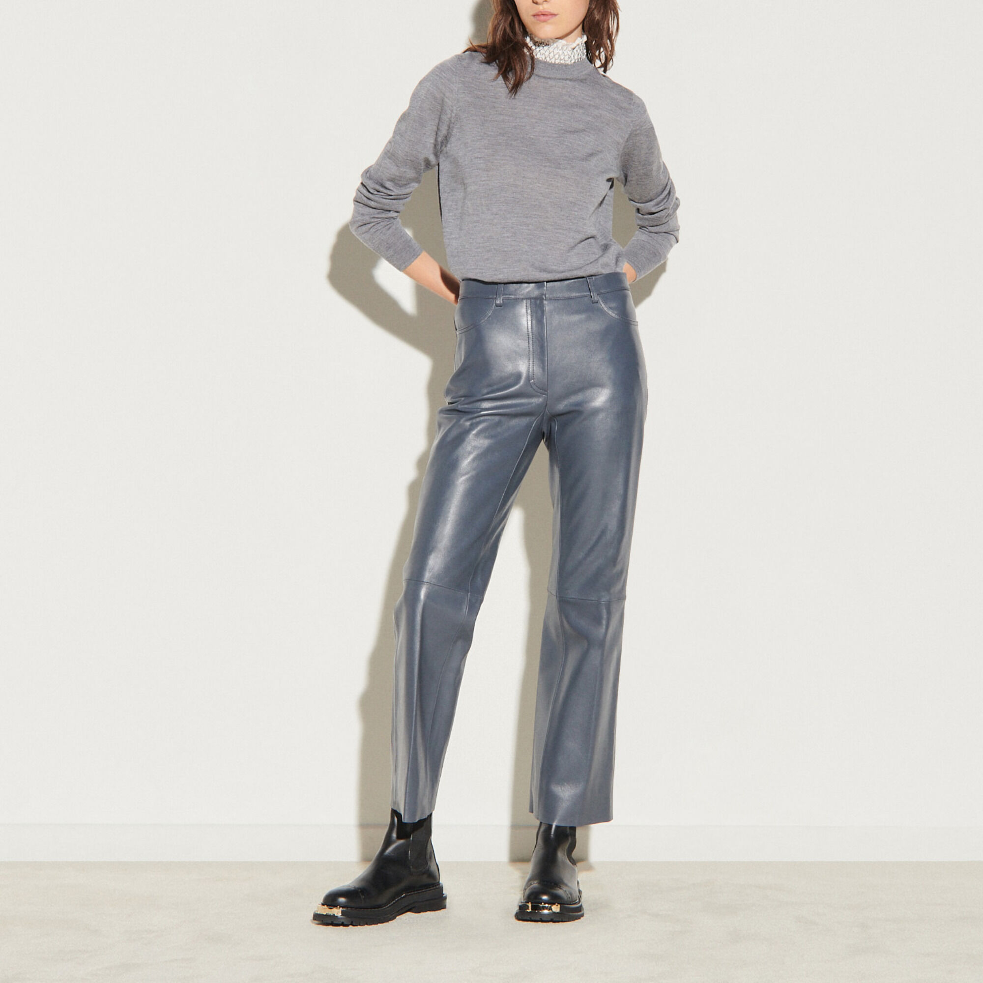 Pantalon discount cuir sandro