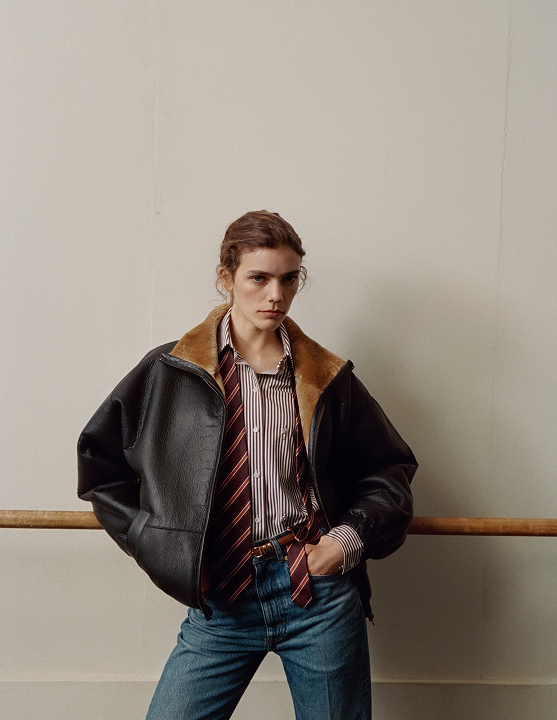 Veste en cuir marron femme - Sandro Paris