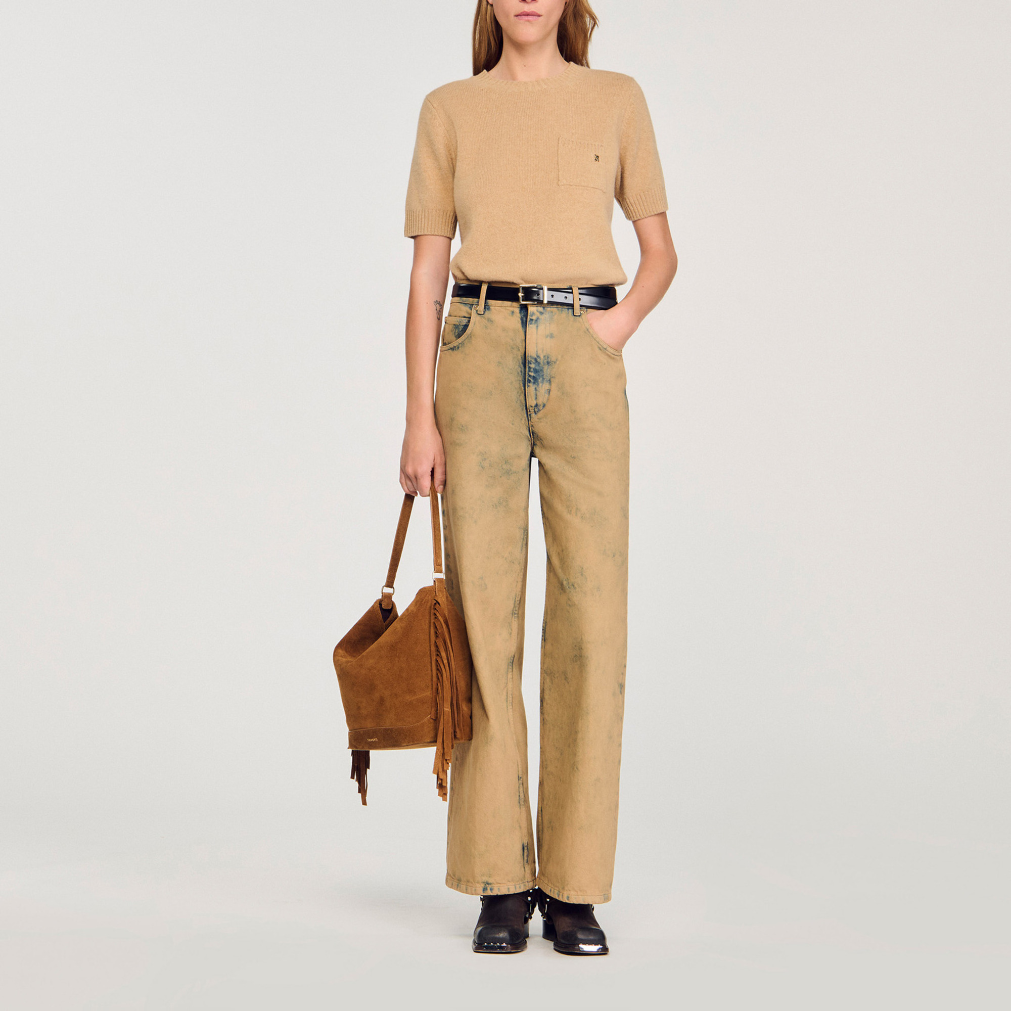 Pull Sandro Col Montant Beige - Taille XS - Neuf Avec étiquettes