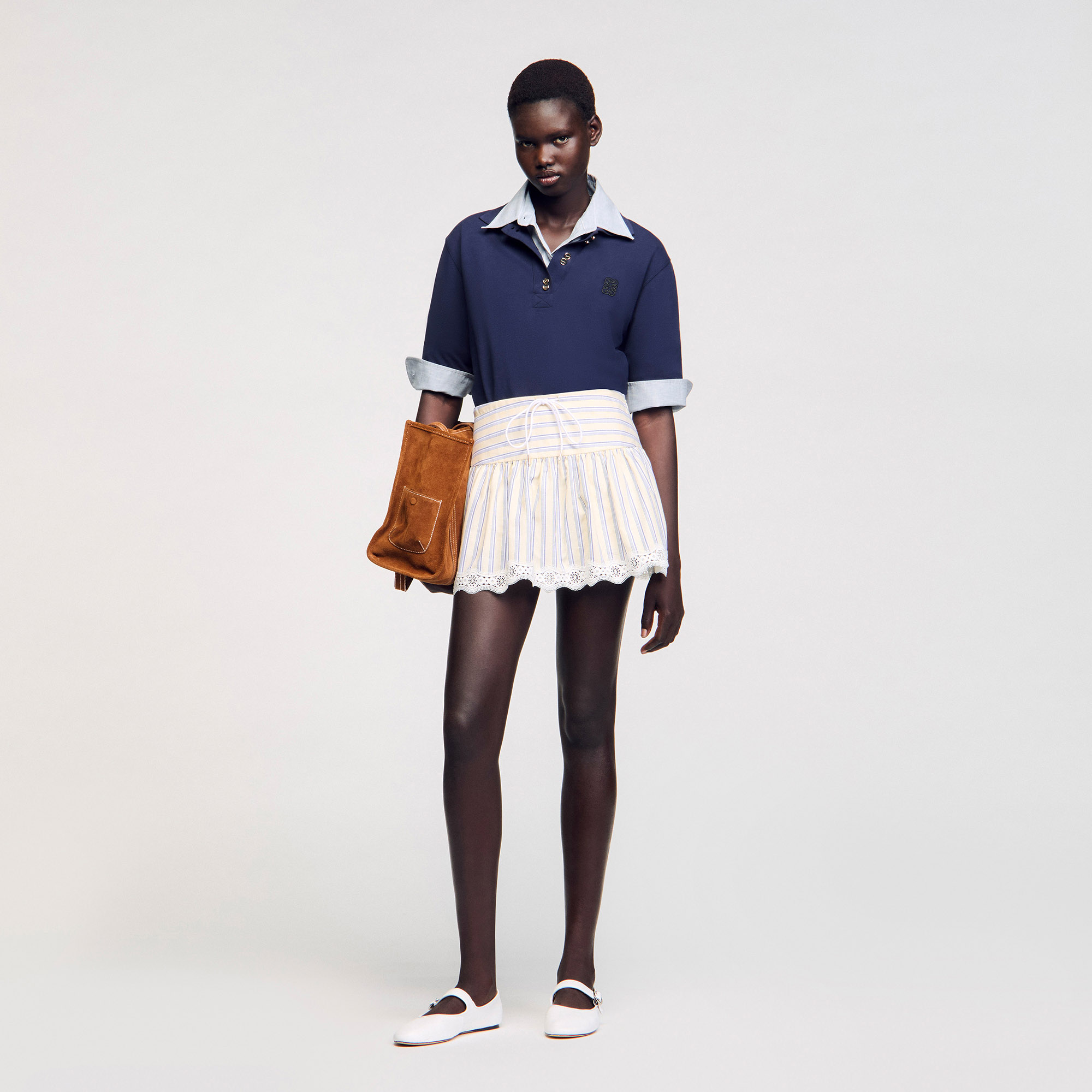 【海外限定】Sandroコットンスカート☆Striped Puffed Cotton Mi Sandro_SFPSH00462-A444_F_1.jpg